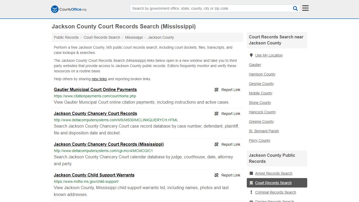 Jackson County Court Records Search (Mississippi) - County Office